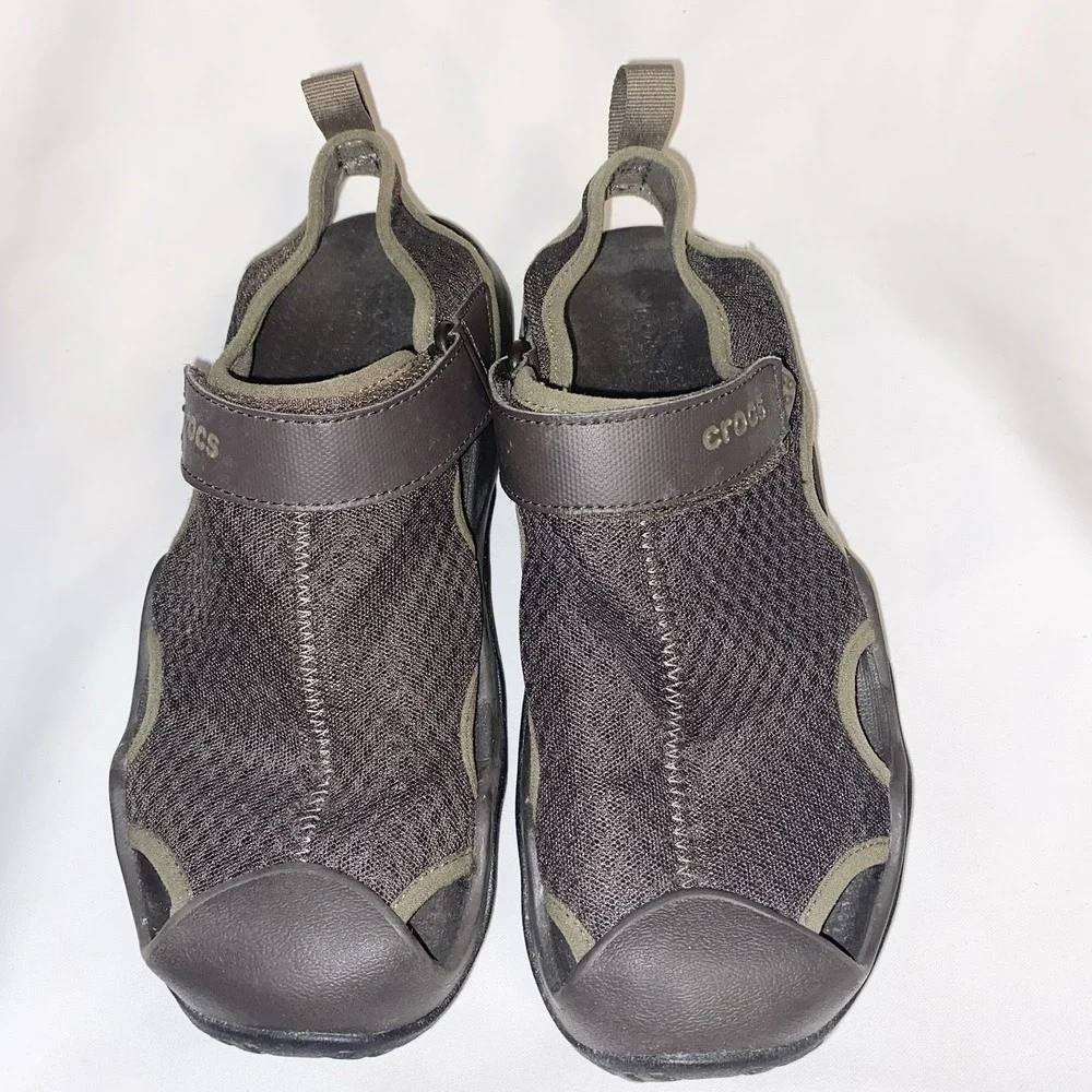 Crocs Swiftwater Brown (Sz 8) Fit Mesh Deck Water Fishing Sandals Mens